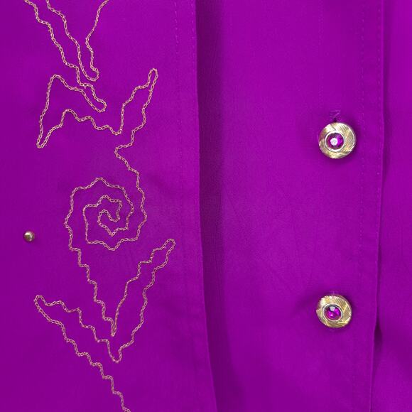 Vintage G.W Division of Graff Western Jeweled Button Down Studded Boho Blouse M - Picture 4 of 13